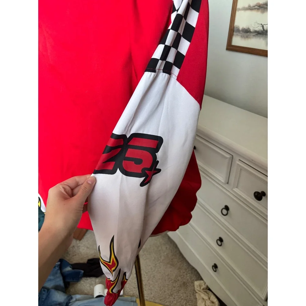 Motocross Racing Jacket Helium Moto Wear Red Checkered Flame Legend Windbreaker